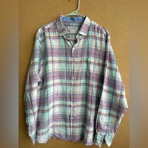 Tommy Bahama Men's Plaid LINEN Shirt - size L‎ Multicolor